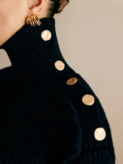 Wool-Blend Turtleneck Striped Sweater