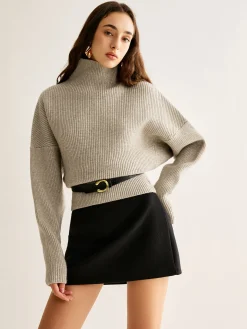 Wool-Blend Turtleneck Sweater Without Belt