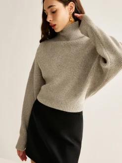 Wool-Blend Turtleneck Sweater Without Belt
