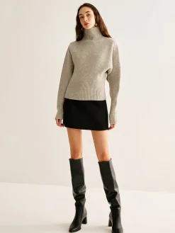 Wool-Blend Turtleneck Sweater Without Belt