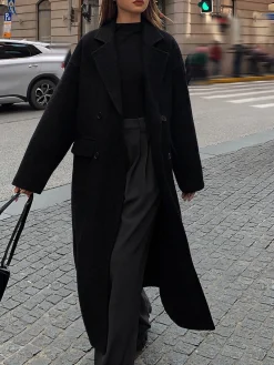 Wool-Blend Tweed Long Coat