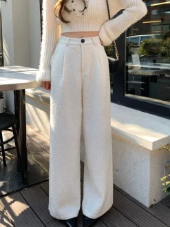 Wool-Blend Tweed Pants