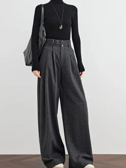Wool-Blend Tweed Pleated Pants
