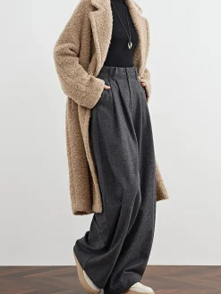 Wool-Blend Tweed Pleated Pants