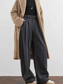 Wool-Blend Tweed Pleated Pants