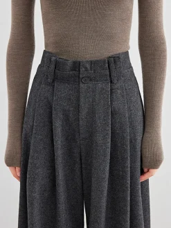 Wool-Blend Tweed Pleated Pants