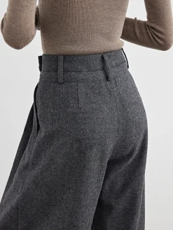 Wool-Blend Tweed Pleated Pants