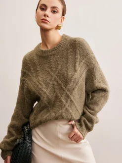 Wool-Blend Twist Shift Sweater