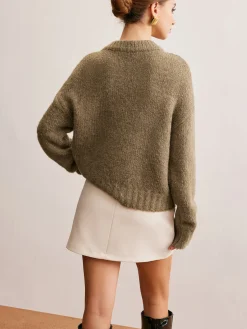 Wool-Blend Twist Shift Sweater