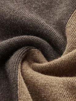 Wool-Blend Two Tone Skinny Knit Top