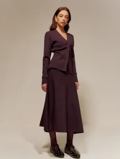 Wool-Blend V-Neck Button Cardigan