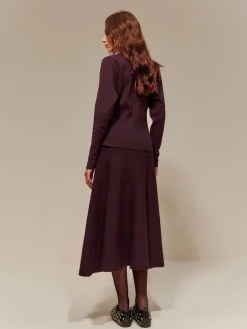 Wool-Blend V-Neck Button Cardigan
