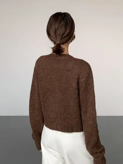 Wool-Blend V-Neck Short Cardigan