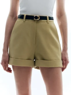 Woolen High Waist Shorts Without Belt