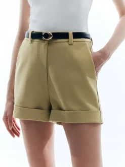Woolen High Waist Shorts Without Belt