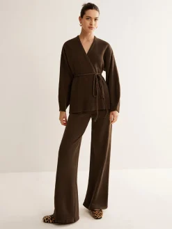 Wrap Belted Sweater Pants Set