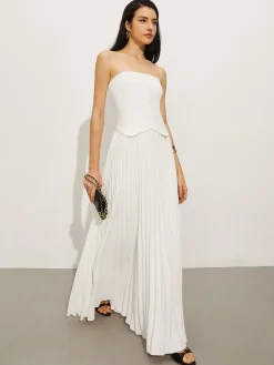 Wrap Off-Shoulder Pleated Dress