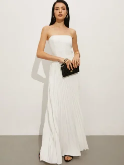 Wrap Off-Shoulder Pleated Dress