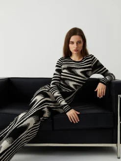 Zebra Print Long Sleeve Sweater Dress
