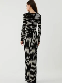 Zebra Print Long Sleeve Sweater Dress