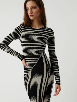 Zebra Print Long Sleeve Sweater Dress