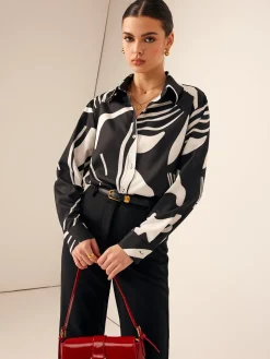 Zebra Printed Button-Down Collar Shirt