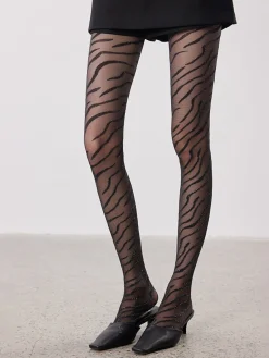 Zebra-Pattern Sheer Tights