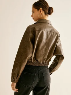 Zipper Faux Leather Jacket