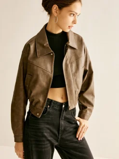 Zipper Faux Leather Jacket