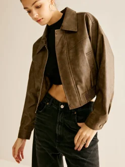 Zipper Faux Leather Jacket