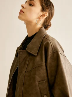 Zipper Faux Leather Jacket