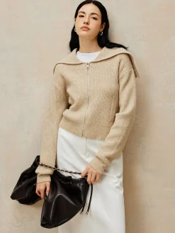 Zipper Pluffy Knit Outerwear