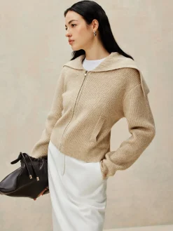 Zipper Pluffy Knit Outerwear