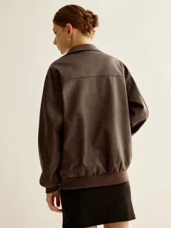 Zipper Shift PU Leather Jacket