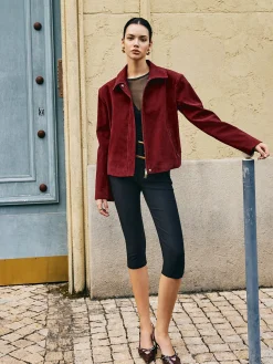 Zipper-Pockets Lapel Suede Jacket