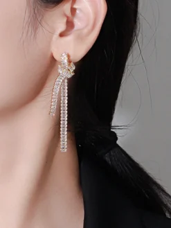 Zircon Creative Knotted Tassel Earrings