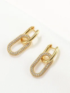 Zircon Hoop Pendant Earrings