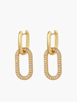 Zircon Hoop Pendant Earrings