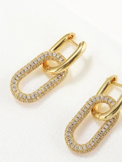 Zircon Hoop Pendant Earrings